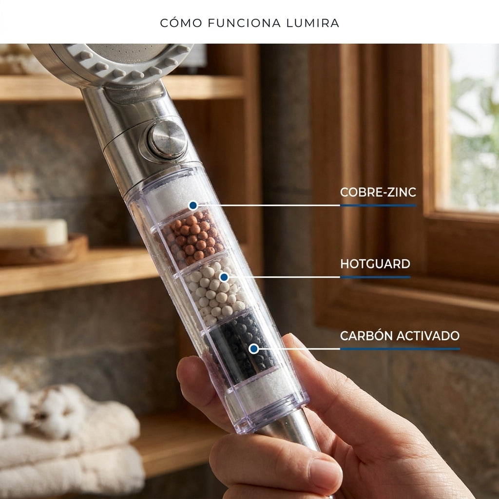 Cómo funciona Lumira: capas cobre-zinc, HotGuard, carbón activado