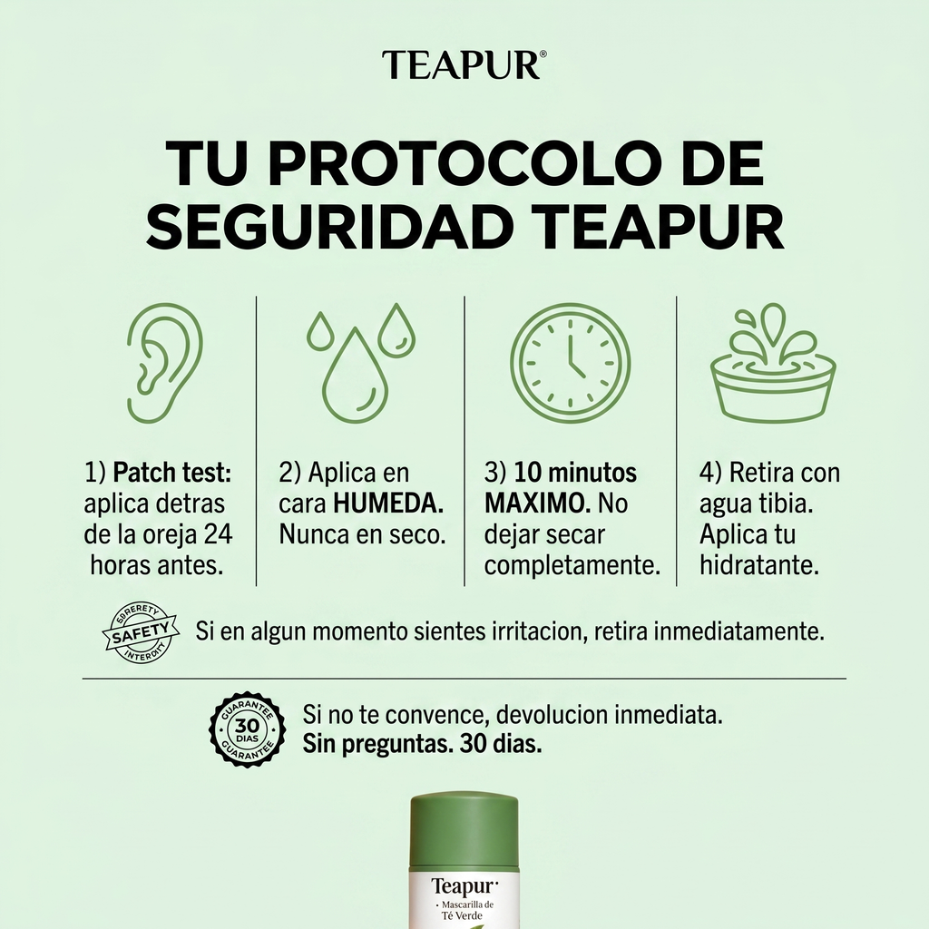Mascarilla de Té Verde Teapur | Arcilla Que Limpia Sin Destrozar