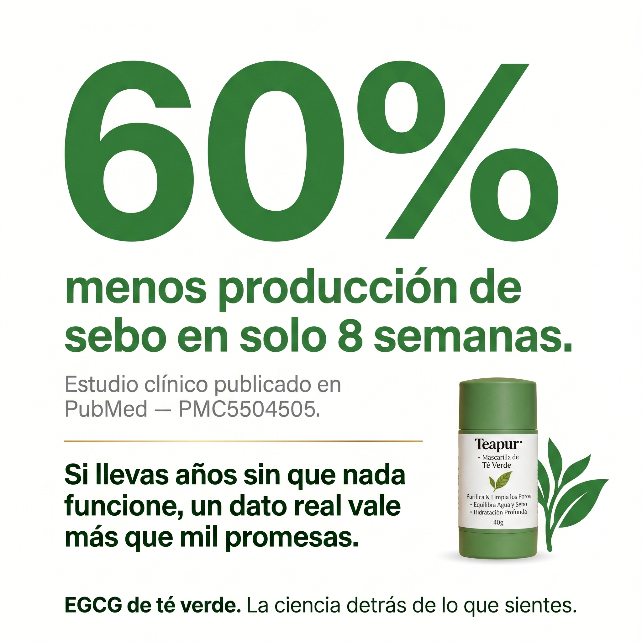 Mascarilla de Té Verde Teapur | Lo Que la Ciencia Sí Confirma