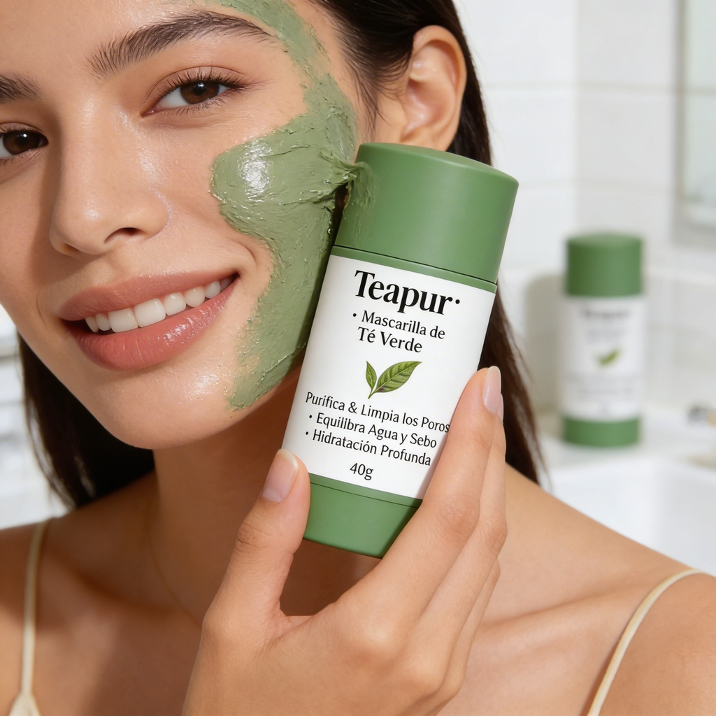 Mascarilla de Té Verde Teapur | Tu Maquillaje Dura Todo el Día