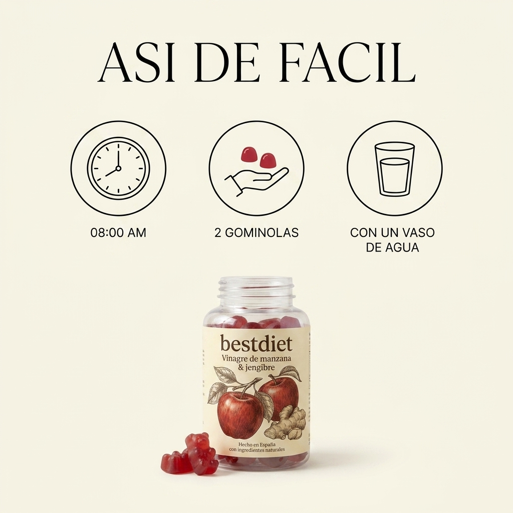 bestdiet - 60 Gominolas de Vinagre Manzana y Jengibre