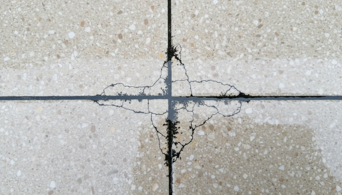 Junta de baldosa deteriorada tras un temporal